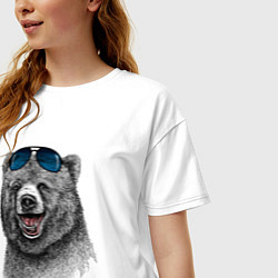 Футболка оверсайз женская Медведь в очках, цвет: белый — фото 2