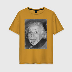 Женская футболка оверсайз Энштейн дурачится