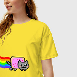 Футболка оверсайз женская Nyan Cat, цвет: желтый — фото 2