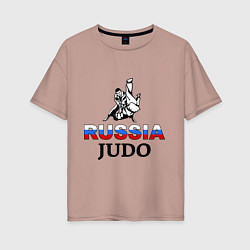 Футболка оверсайз женская Russia judo, цвет: пыльно-розовый