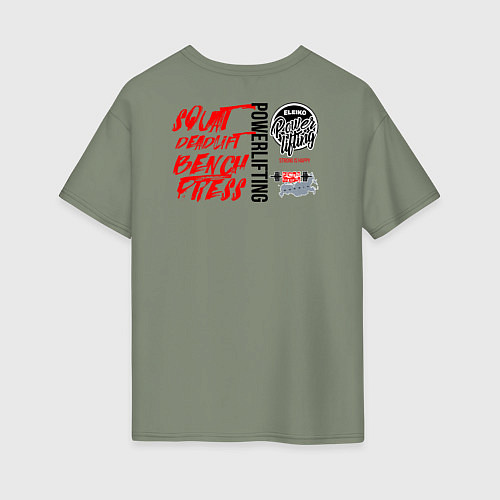 Женская футболка оверсайз Powerlifting its deadlift, squat, bench press / Авокадо – фото 2