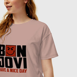 Футболка оверсайз женская Bon Jovi: Nice day, цвет: пыльно-розовый — фото 2