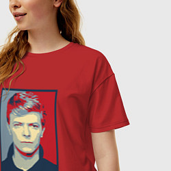 Футболка оверсайз женская Bowie Poster, цвет: красный — фото 2