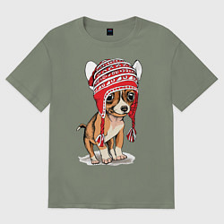 Женская футболка оверсайз Чихуахуа в шапочке