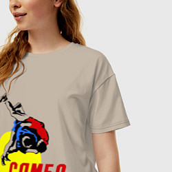 Футболка оверсайз женская Спортивное самбо, цвет: миндальный — фото 2