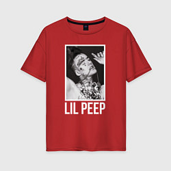 Футболка оверсайз женская Lil Peep: White Style, цвет: красный