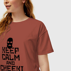 Футболка оверсайз женская Keep Calm & Cheeki Breeki, цвет: кирпичный — фото 2