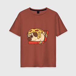 Женская футболка оверсайз Мопс-пицца
