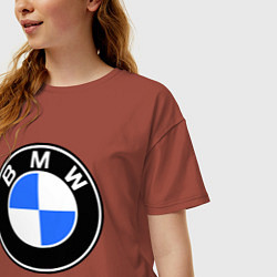 Футболка оверсайз женская Logo BMW, цвет: кирпичный — фото 2