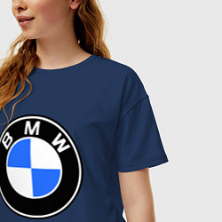 Футболка оверсайз женская Logo BMW, цвет: тёмно-синий — фото 2