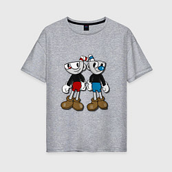 Футболка оверсайз женская Cuphead: Mugman Friends, цвет: меланж