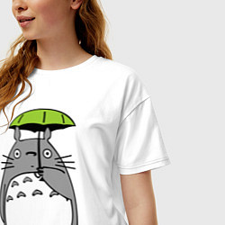 Футболка оверсайз женская Totoro с зонтом, цвет: белый — фото 2