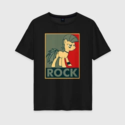 Футболка оверсайз женская Rock Pony, цвет: черный