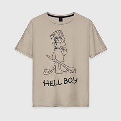 Футболка оверсайз женская Bart: Hell Boy, цвет: миндальный