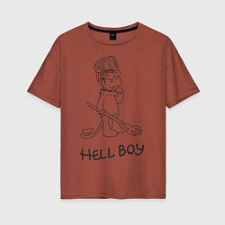 Футболка оверсайз женская Bart: Hell Boy, цвет: кирпичный