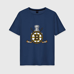 Футболка оверсайз женская Boston Bruins Hockey, цвет: тёмно-синий
