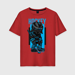 Футболка оверсайз женская Ice Hockey, цвет: красный