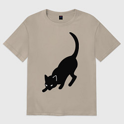 Женская футболка оверсайз ЧернаяБелая кошечка