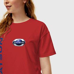 Футболка оверсайз женская Datsun логотип с эмблемой, цвет: красный — фото 2