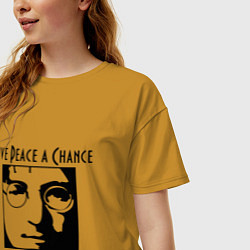 Футболка оверсайз женская Give Peace a Chance, цвет: горчичный — фото 2