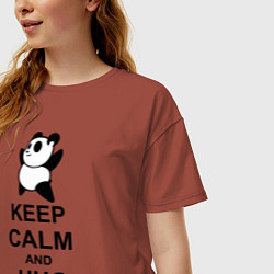 Футболка оверсайз женская Keep Calm & Hug A Panda, цвет: кирпичный — фото 2