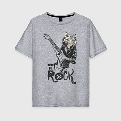 Женская футболка оверсайз Tiger: born to rock