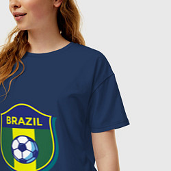 Футболка оверсайз женская Brazil Football, цвет: тёмно-синий — фото 2