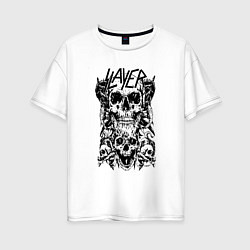 Футболка оверсайз женская Slayer Skulls, цвет: белый