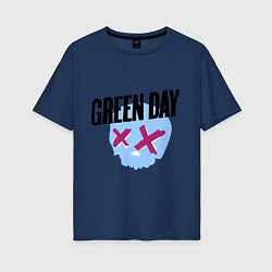 Футболка оверсайз женская Green Day: Dead Skull, цвет: тёмно-синий