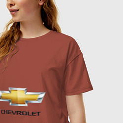 Футболка оверсайз женская Chevrolet логотип, цвет: кирпичный — фото 2