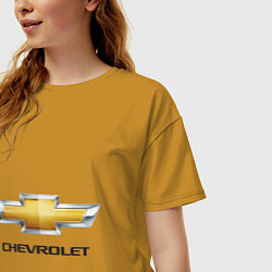 Футболка оверсайз женская Chevrolet логотип, цвет: горчичный — фото 2