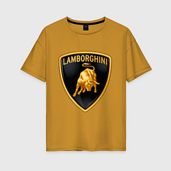 Футболка оверсайз женская Lamborghini logo, цвет: горчичный