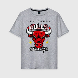 Футболка оверсайз женская Chicago Bulls est. 1966, цвет: меланж