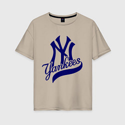 Футболка оверсайз женская NY - Yankees, цвет: миндальный