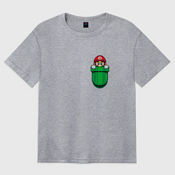 Женская футболка оверсайз Марио в кармане