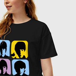 Футболка оверсайз женская The Beatles: pop-art, цвет: черный — фото 2