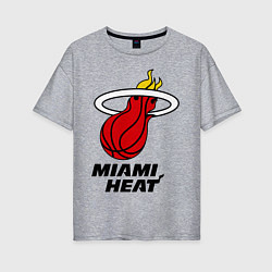 Футболка оверсайз женская Miami Heat-logo, цвет: меланж