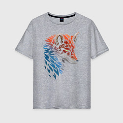 Футболка оверсайз женская Пестрая лисица, цвет: меланж
