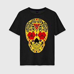 Женская футболка оверсайз Flower Skull