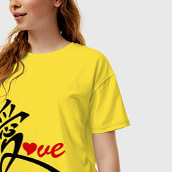 Футболка оверсайз женская Китайский символ любви (love), цвет: желтый — фото 2