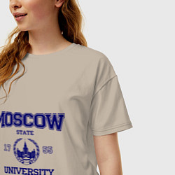 Футболка оверсайз женская MGU Moscow University, цвет: миндальный — фото 2