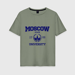 Футболка оверсайз женская MGU Moscow University, цвет: авокадо