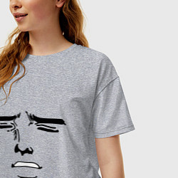 Футболка оверсайз женская Лицо в стиле аниме, цвет: меланж — фото 2