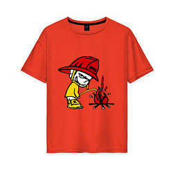 Футболка оверсайз женская Ручной пожарник, цвет: рябиновый