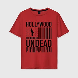 Футболка оверсайз женская Hollywood Undead: flag, цвет: красный