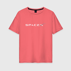 Футболка оверсайз женская SpaceX цвета коралловый — фото 1