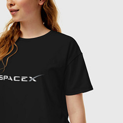 Футболка оверсайз женская SpaceX, цвет: черный — фото 2