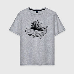 Женская футболка оверсайз Whale forest