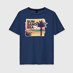 Женская футболка оверсайз Солнце, песок, море