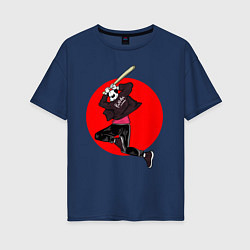 Футболка оверсайз женская Панда с Битой, цвет: тёмно-синий